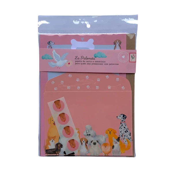 Papeis de Carta Kit com Envelopes Cachorrinhos La Palomita