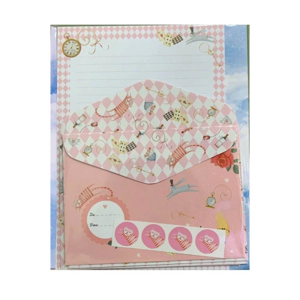Papéis de Carta Kit com Envelopes Alice no País das Maravilhas La Palomita