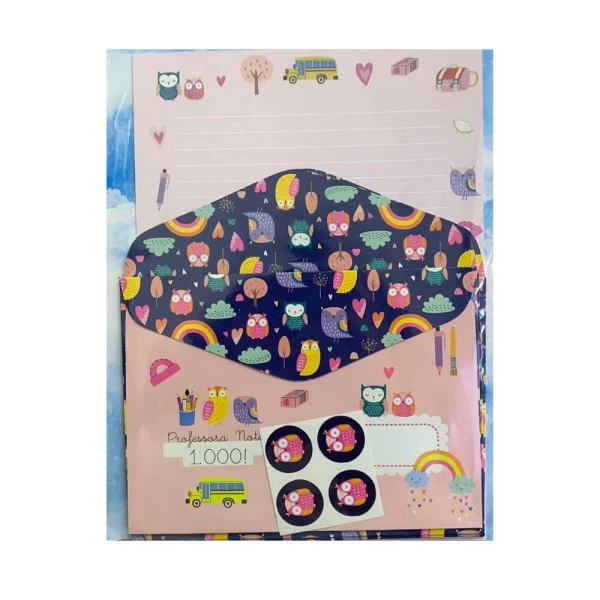 Papéis de Carta Kit com Envelopes Professora Corujinha La Palomita