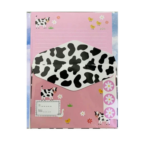 Papéis de Carta Kit com Envelopes Smell The Flowers Vaquinhas La Palomita