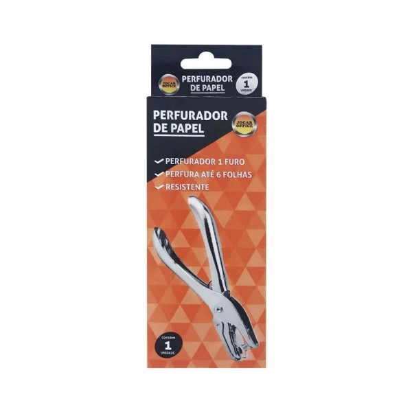 Perfurador de Papel Metal 1 Furo Jocar Office