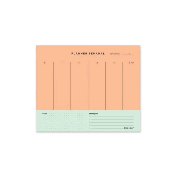 Planner Semanal Bloco Cicero Permanente Pastel Block 24;5X20;3