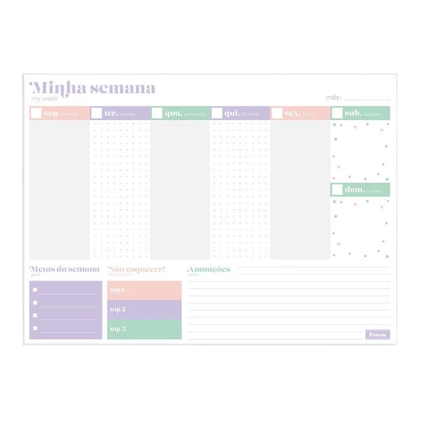 Planner Semanal Bloco Foroni Fluor Mix