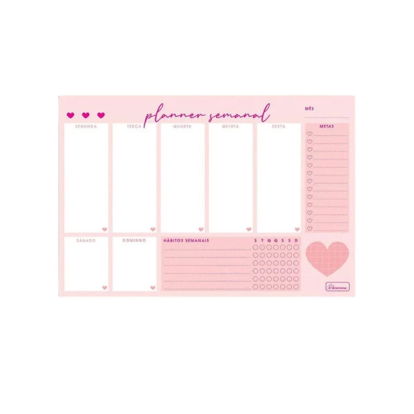 Planner Semanal Bloco Its Love Cadersil 25x17cm