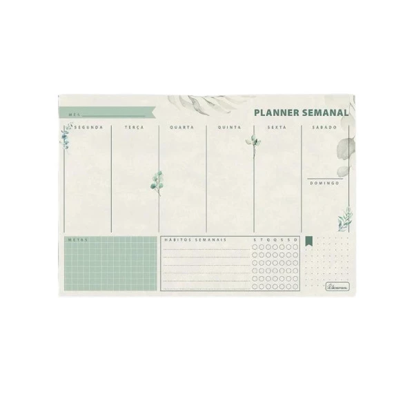 Planner Semanal Bloco Natus Botanical Lovers Cadersil 25x17cm