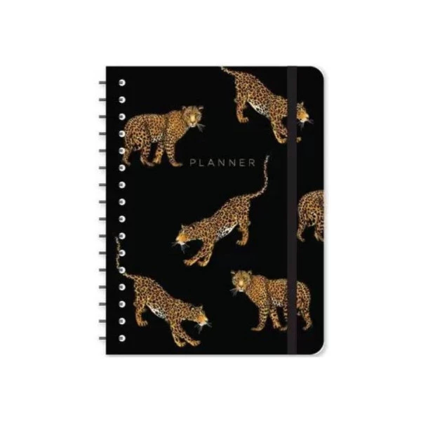 Planner Semanal Cicero Wire-o Permanente Onças Notas A5 Preto