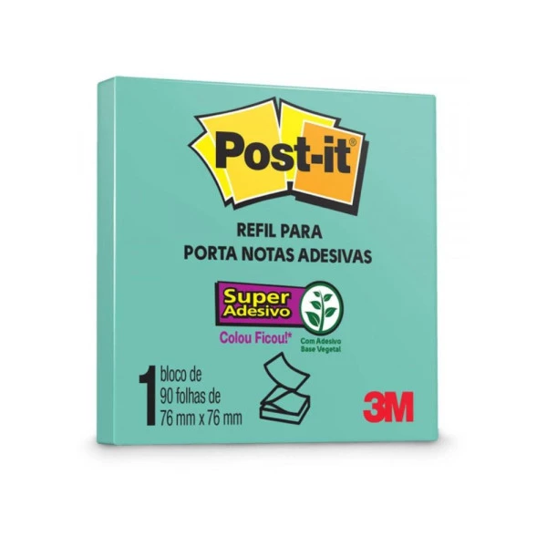 Post-it Colorido Adesivo Azul Aqua 76x76mm 90 Folhas