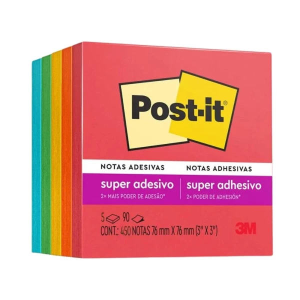 Post-It Notas Adesivas 5 Cores 3M Coleção Diversão Colorida