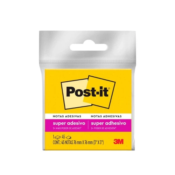 Post-it Notas Adesivas Amarelo Neon 3M 76x76mm 45 Folhas