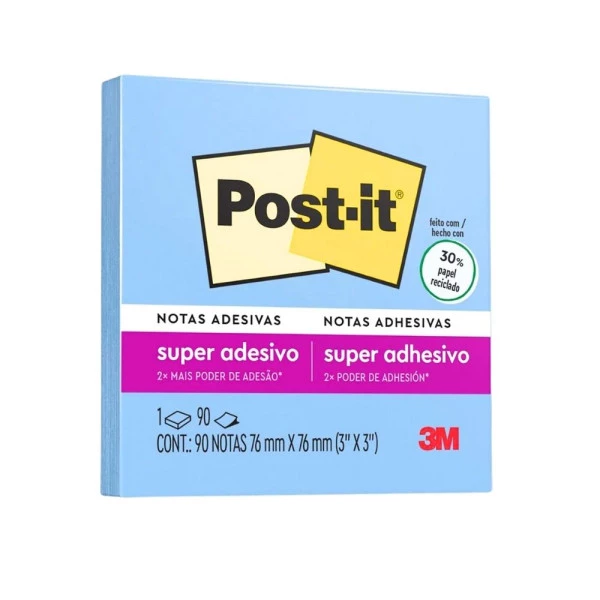 Post-it Notas Adesivas Azul Cristal 3M 76x76mm 90F