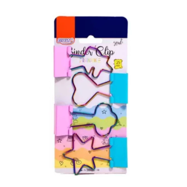 Binder Clip Para Papel Holográfico Rainbow BRW 4Un