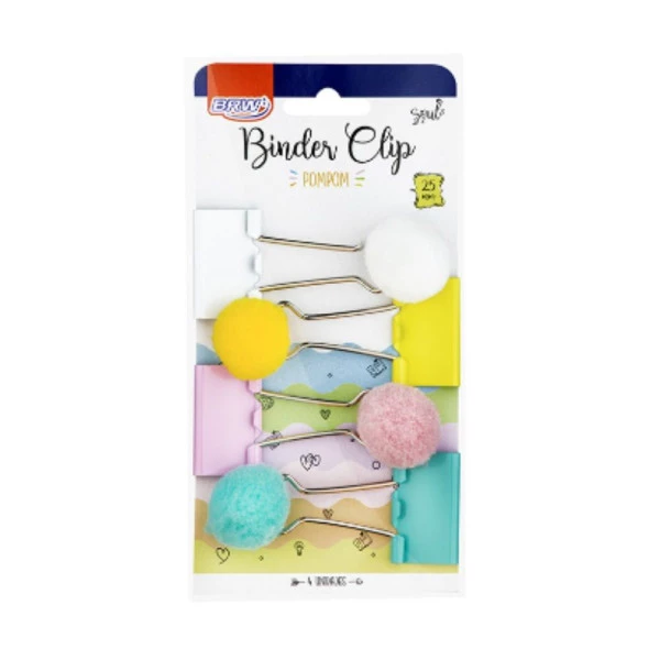 Prendedor de Papel Binder POMPOM 25mm 4 Un BRW