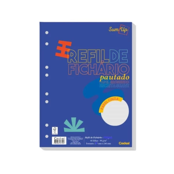 Refil Fichário Colegial Pautado Cinza 90g Credeal