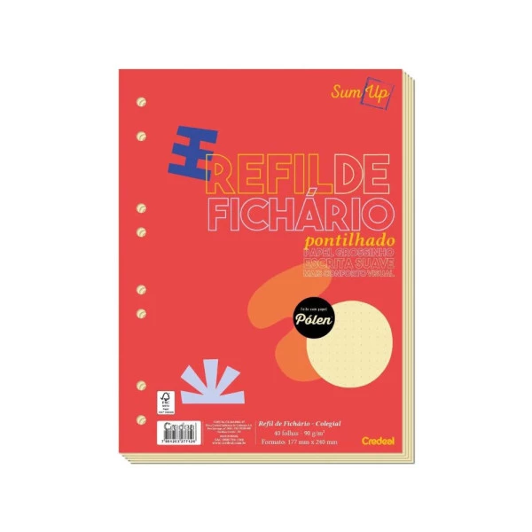 Refil Fichário Colegial Pontilhado Pólen 90g Credeal