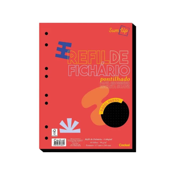 Refil Fichário Colegial Pontilhado Preto 90g Credeal