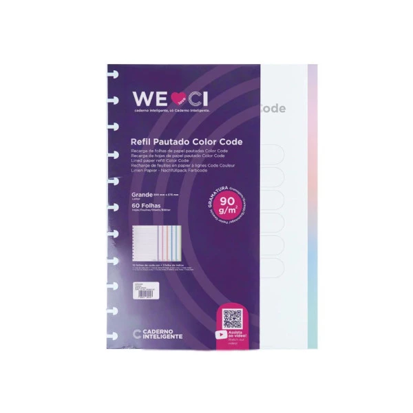 Refil Caderno Inteligente Grande 60F 90g Color Code Pautado