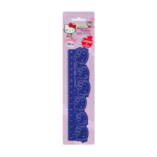 Régua Hello Kitty 15cm Decorada De Madeira Leo&Leo