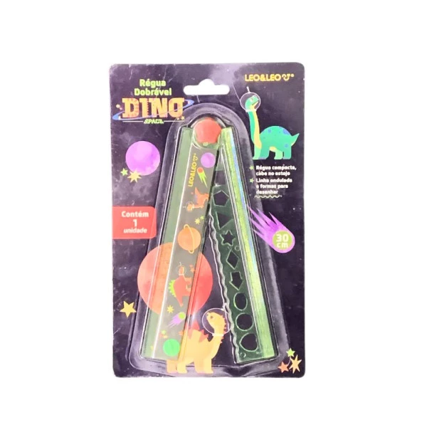 Régua de Plástico Dobrável 30cm Dino Space Leo&Leo
