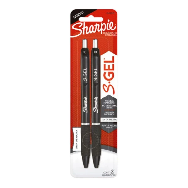Caneta S-Gel Ponta 1.0 Preto Kit c/ 2 Canetas Sharpie