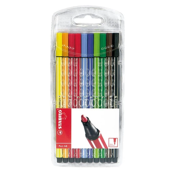 Caneta Stabilo Ponta Média Pen 68 Estojo c/ 10 un