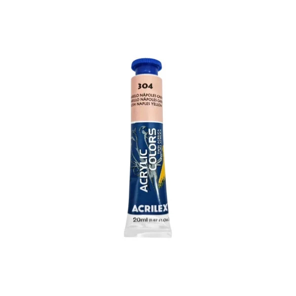 Tinta Acrílica Acrilex Acrylic Colors Bisnaga 20g Amarelo Nápoles Carne 304