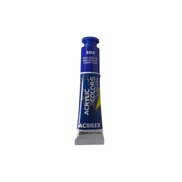Tinta Acrílica Acrilex Acrylic Colors Bisnaga 20g Azul Cobalto 308