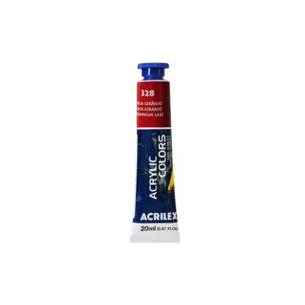 Tinta Acrílica Acrilex Acrylic Colors Bisnaga 20g Laca Gerânio 328