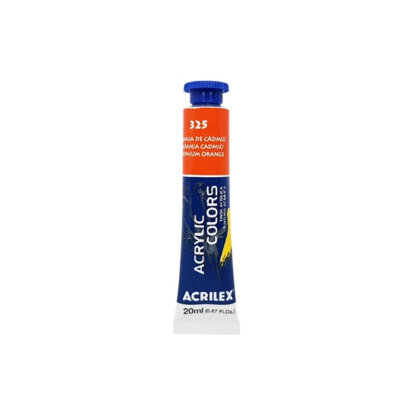 Tinta Acrílica Acrilex Acrylic Colors Bisnaga 20g Laranja Cádmio 325
