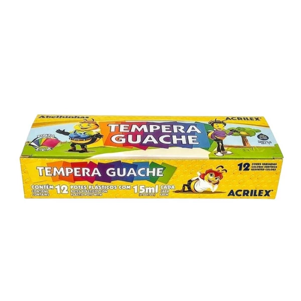 Tinta Tempera Guache Acrilex 12 Cores