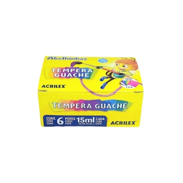 Tinta Tempera Guache Acrilex 6 Cores