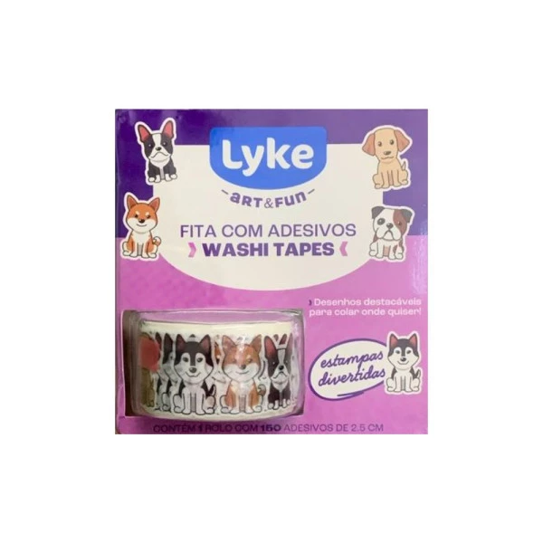 Washi Tape Cachorrinhos 150 Adesivos Lyke