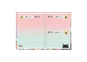 Agenda Diária 2025 Costurada Mini Tilibra Purrfect 3 Cats 78mm x 108mm