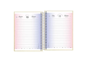 Agenda Diária 2025 Espiral Tilibra Shine Dourado 117mm x 164mm