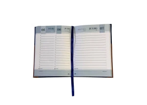 Agenda Diária 2025 Executiva Mini Costurada Dac Azul e Cinza 102mm x 139mm