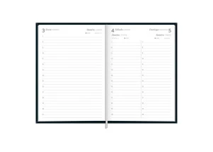 Agenda Diária Executiva 2025 Costurada Tilibra Milano Preto 134mm x 192mm