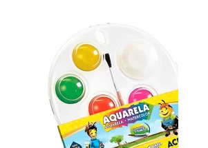 Aquarela em Pastilha Estojo Acrilex C/12 Cores e 1 Pincel