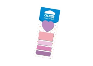 Bloco Adesivo Cis Stick Coração Roxo 5 Modelos C/20F