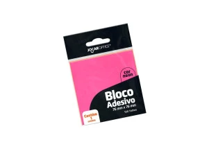 Bloco Adesivo Rosa Neon Jocar Office 76mmx76mm 100F