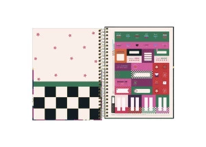 Caderno Colegial 10 Matérias Check Pop Rosa Tilibra