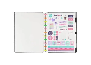 Caderno Inteligente Grande Let's Glitter Neon Black