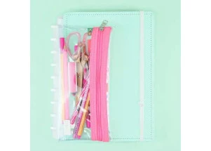 Estojo Caderno Inteligente Transparente Crystal Neon Pink