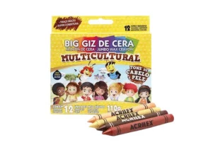 Giz De Cera Big Acrilex Multicultural 12 Cores