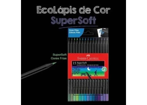 Lápis de Cor Faber Castell Supersoft 15 Cores Tons Frios