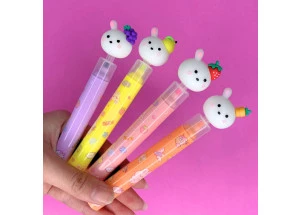 Marca Texto Kawaii 3 em 1 Coelhinhos