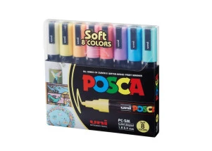 Caneta Posca Soft Color Tons Pastel Uni Ball PC-5M 8 Cores