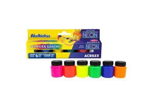 Tinta Guache Neon Acrilex 6 Cores