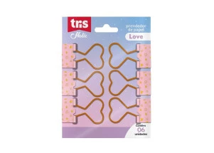 Prendedor De Papel Binder Coração Rose Gold  6 Unid Tris Holic Dreamy