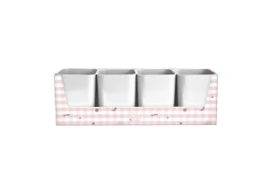 Porta Canetas Kit Astros Rosa Com 4 Porta Objetos Branco Dello
