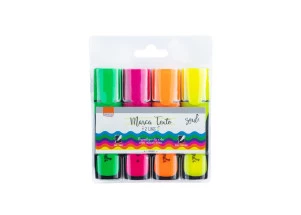 Marca Texto Fluorescente Neon Traço Duplo c/ 4un BRW