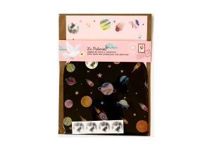 Papel de Carta Kit Com 4 Envelopes Espaço e Costelações